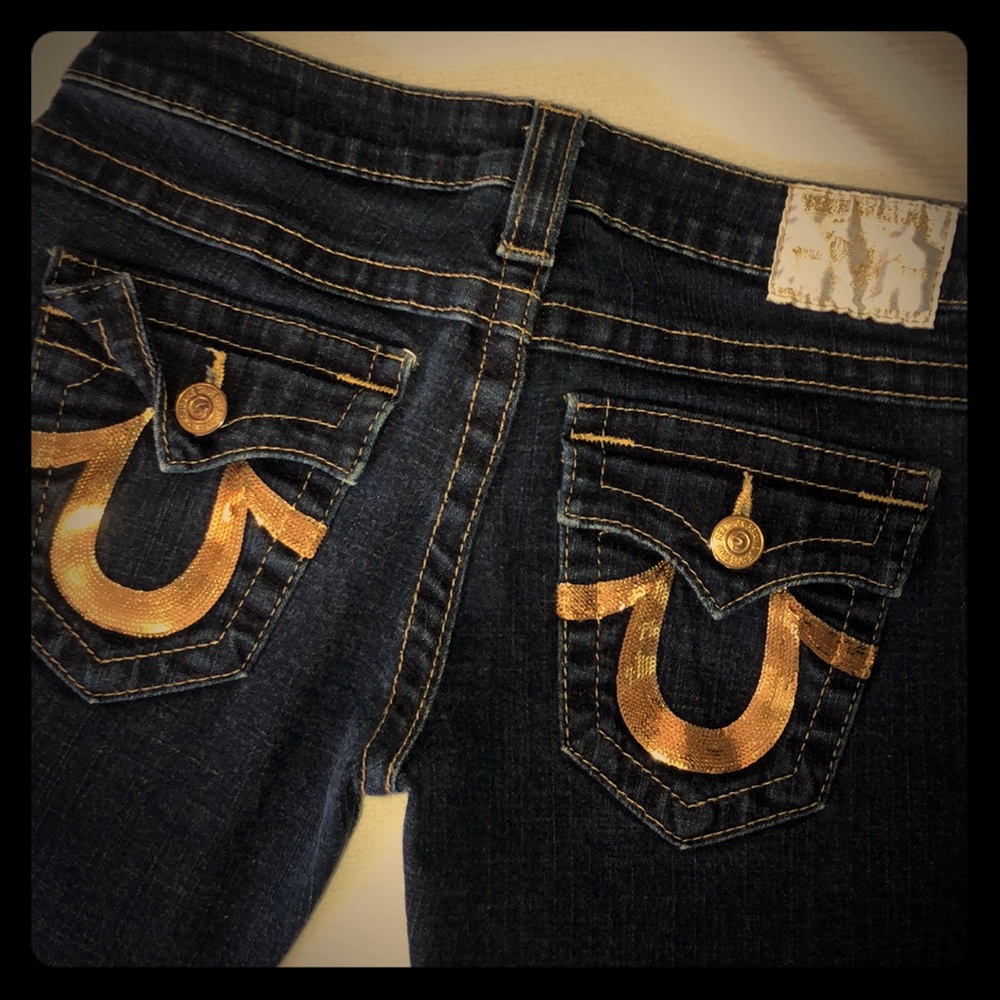 Vintage true religion sequin pocket jeans